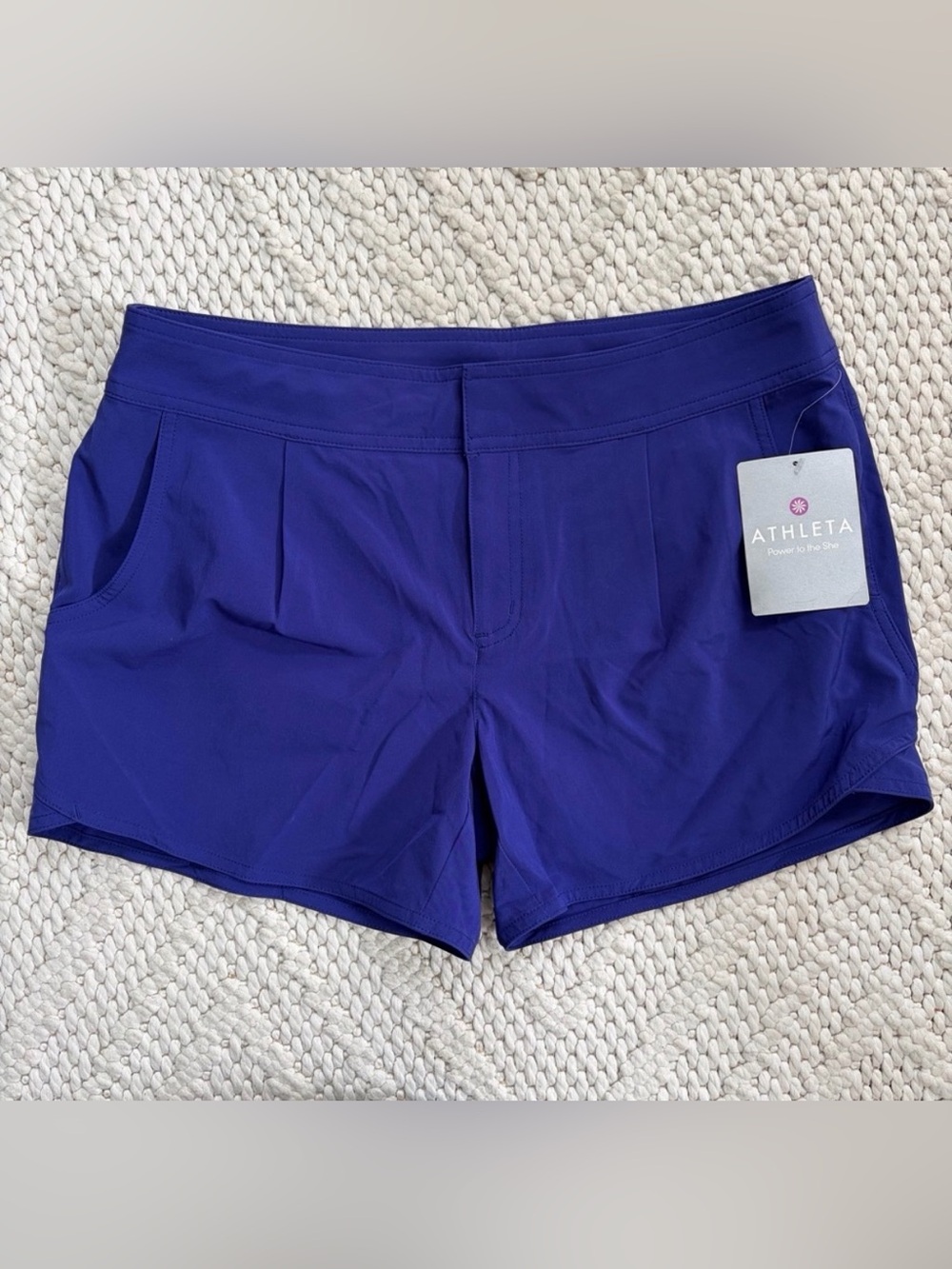 ATHLETA Amalfi Blue Wahina Pleated Shorts Womens Size 8 NEW NWT